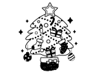 クリスマスツリーの白黒イラスト04