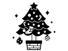 クリスマスツリーの白黒イラスト05