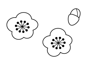 梅の花の白黒イラスト