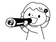 恵方巻を食べる子供の白黒イラスト02