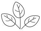 3枚の葉っぱの白黒イラスト