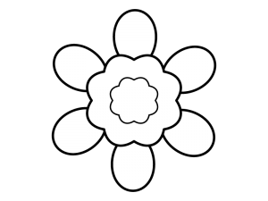 大輪の花の白黒イラスト04