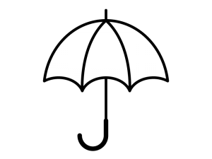 雨天・傘の白黒イラスト