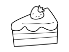 ショートケーキの白黒イラスト