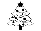 クリスマスツリーの白黒イラスト