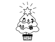 クリスマスツリーの白黒イラスト02