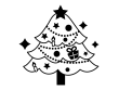 クリスマスツリーの白黒イラスト03