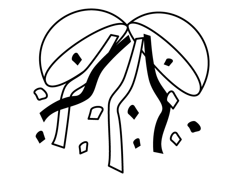 くす玉の白黒イラスト | かわいい無料の白黒イラスト モノぽっと