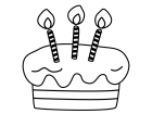 誕生日ケーキの白黒イラスト