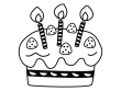 誕生日ケーキの白黒イラスト02