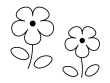 二輪の小花の白黒イラスト