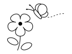 小花と蝶々の白黒イラスト