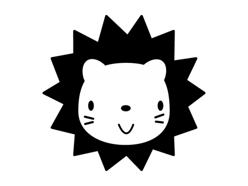 かわいいライオンの白黒イラスト かわいい無料の白黒イラスト モノぽっと