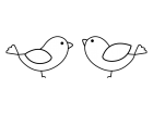 二匹の小鳥の白黒イラスト