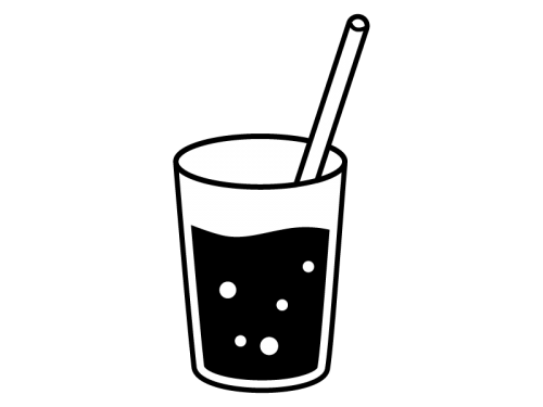 炭酸のカップドリンクの白黒イラスト かわいい無料の白黒イラスト モノぽっと