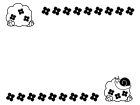 梅雨・カタツムリと紫陽花のフレーム・枠の白黒イラスト02