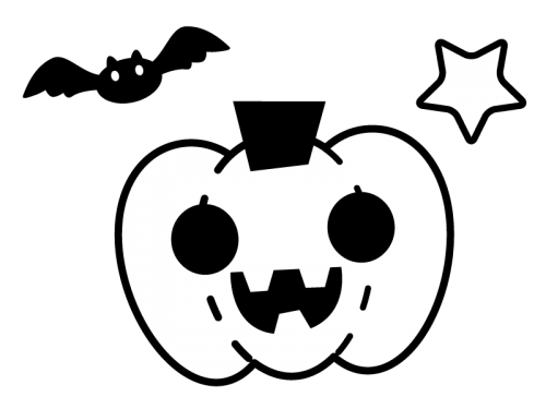 ハロウィン かぼちゃのお化けの白黒イラスト かわいい無料の白黒イラスト モノぽっと