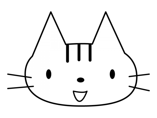 かわいい猫の白黒イラスト02