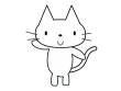 かわいい猫（全身）の白黒イラスト