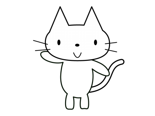 かわいい猫 全身 の白黒イラスト かわいい無料の白黒イラスト モノぽっと