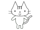 かわいい猫（全身）の白黒イラスト02