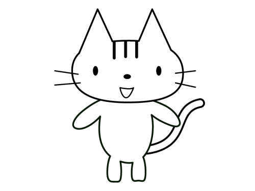 かわいい猫 全身 の白黒イラスト02 かわいい無料の白黒イラスト モノぽっと