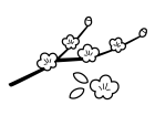桃の花の白黒イラスト