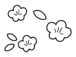 桃の花の白黒イラスト02
