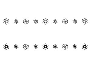 小花のライン・罫線の白黒イラスト