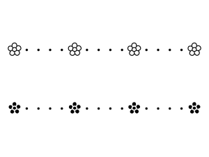 小花のライン・罫線の白黒イラスト02