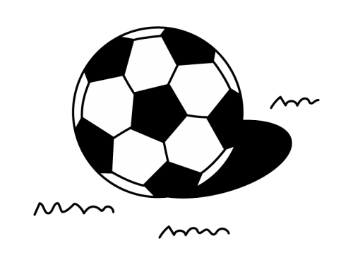 サッカーボールの白黒イラスト02