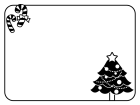 クリスマスツリーのフレーム・枠の白黒イラスト