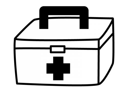 救急箱の白黒イラスト