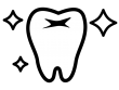 ピカピカの歯の白黒イラスト