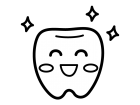 ピカピカの歯のキャラクターの白黒イラスト