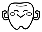 かわいい歯のキャラクターの白黒イラスト03