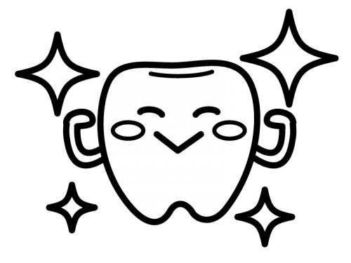 ピカピカの歯のキャラクターの白黒イラスト03