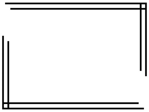 シンプルな二重線のフレーム・枠の白黒イラスト