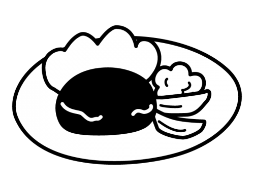 ハンバーグの白黒イラスト かわいい無料の白黒イラスト モノぽっと