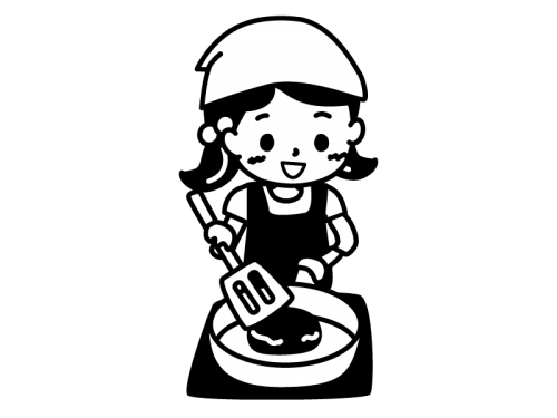 料理する子どもの白黒イラスト かわいい無料の白黒イラスト モノぽっと