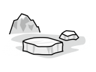 氷山・氷の島の白黒イラスト