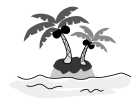 海とヤシの木の白黒イラスト