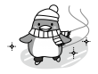 スケートをするペンギンの白黒イラスト